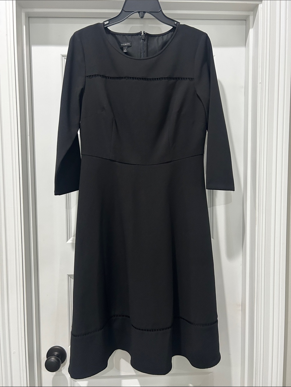 Talbots Black Long-Sleeve Fit-and-Flare Dress